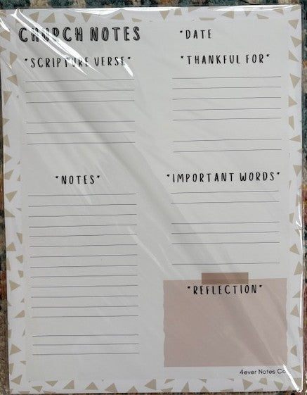 "Church Notes" notepad