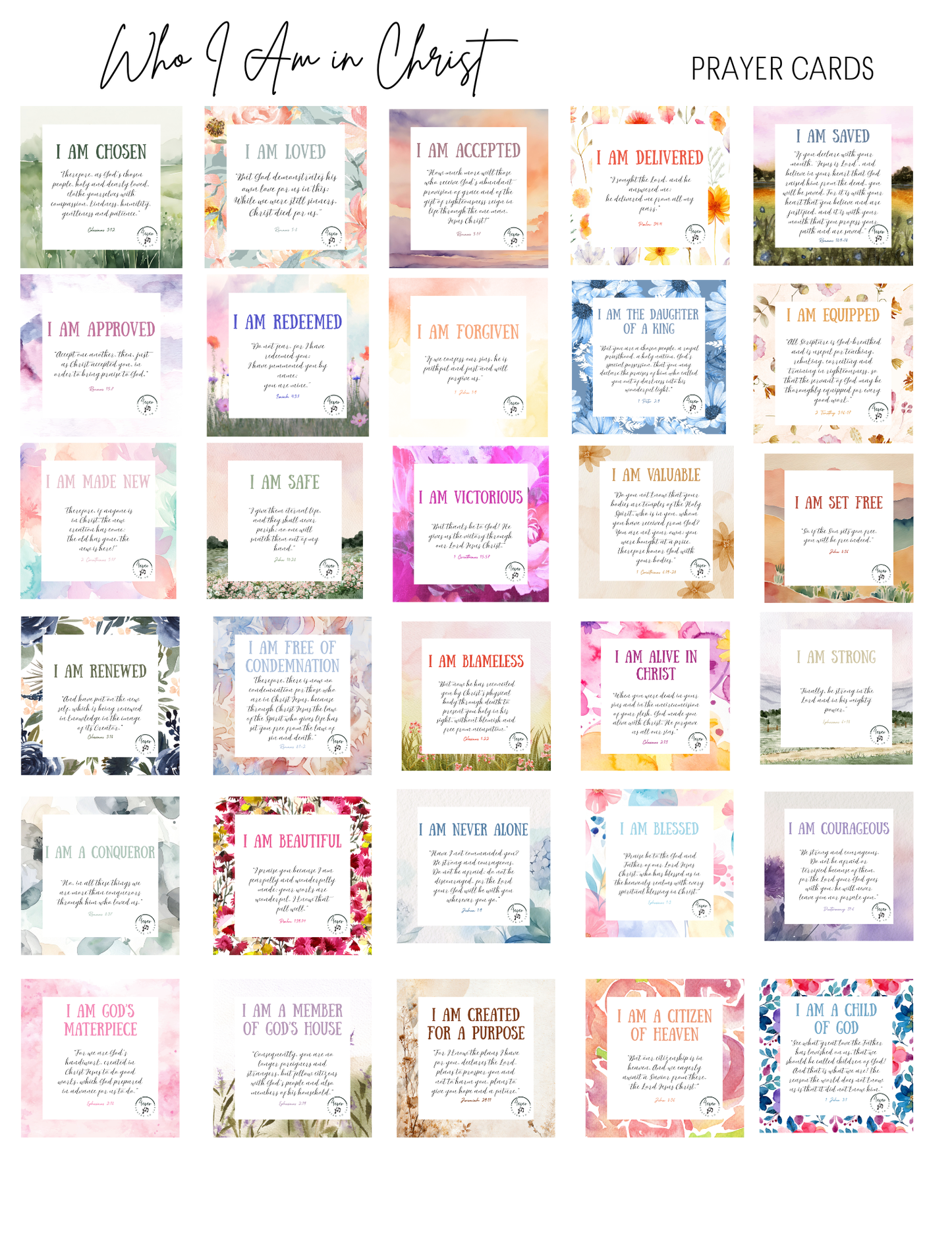 "Who I Am in Christ" Prayer Cards