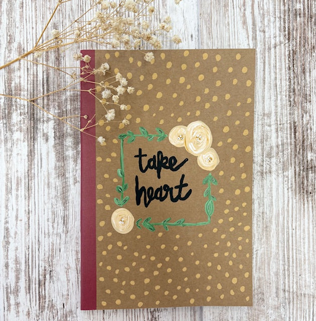 "Take Heart" Journal-hand painted