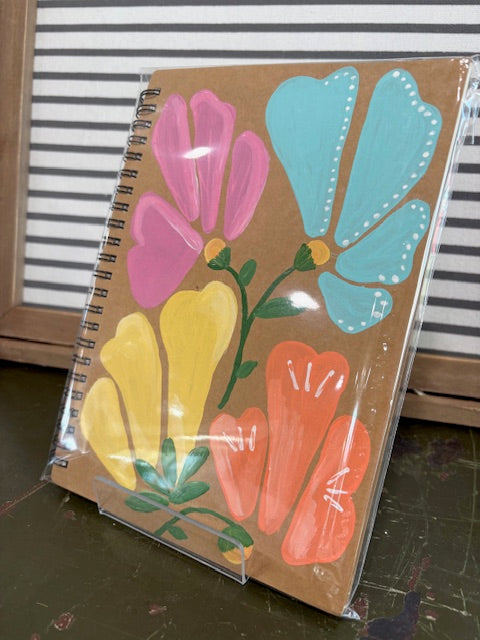 Multi Floral Spiral Journal-hand painted