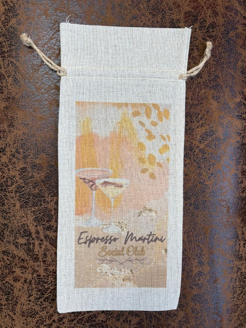 Espresso Martini Linen Wine Bag