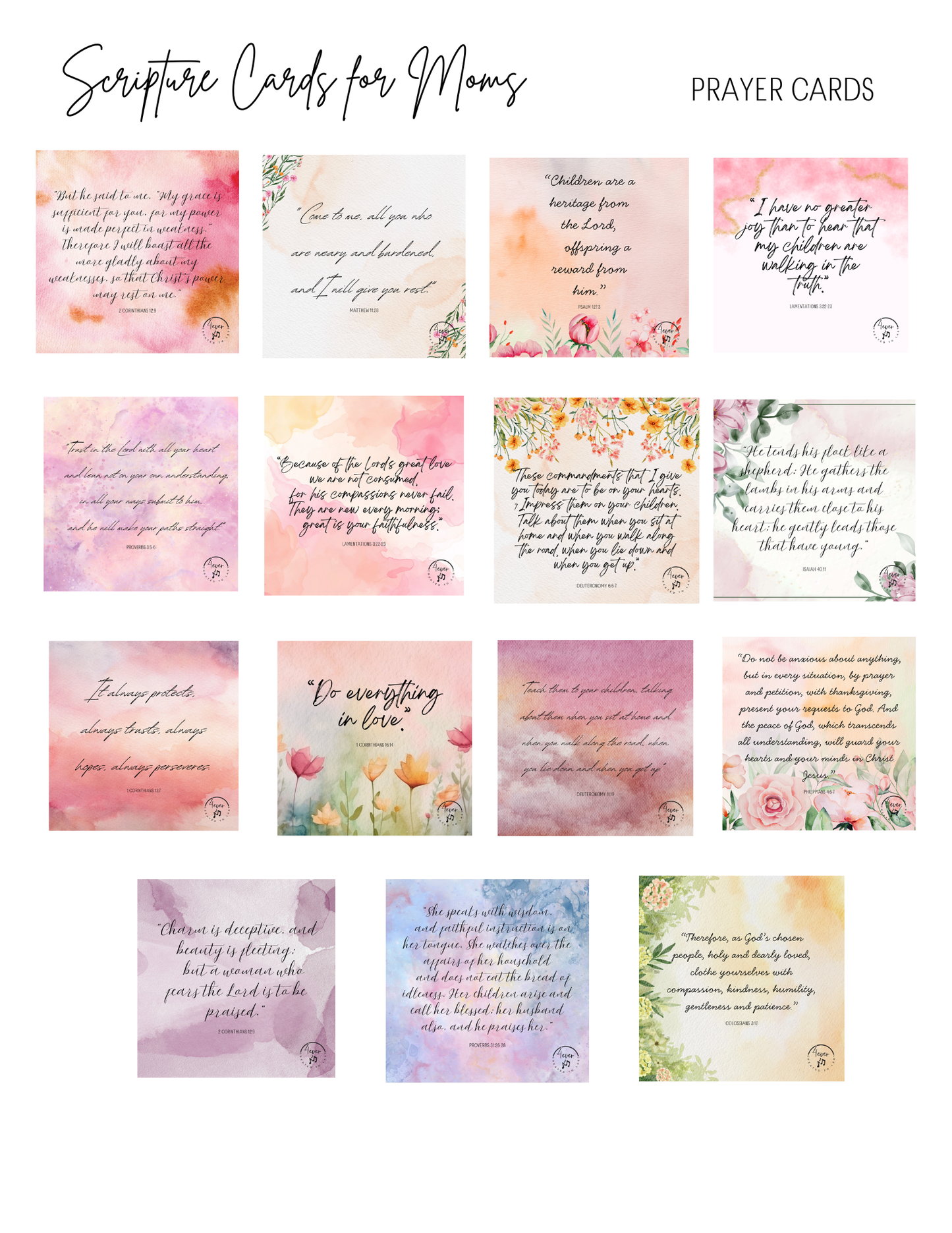 "Scripture Verses for Moms" Prayer Cards