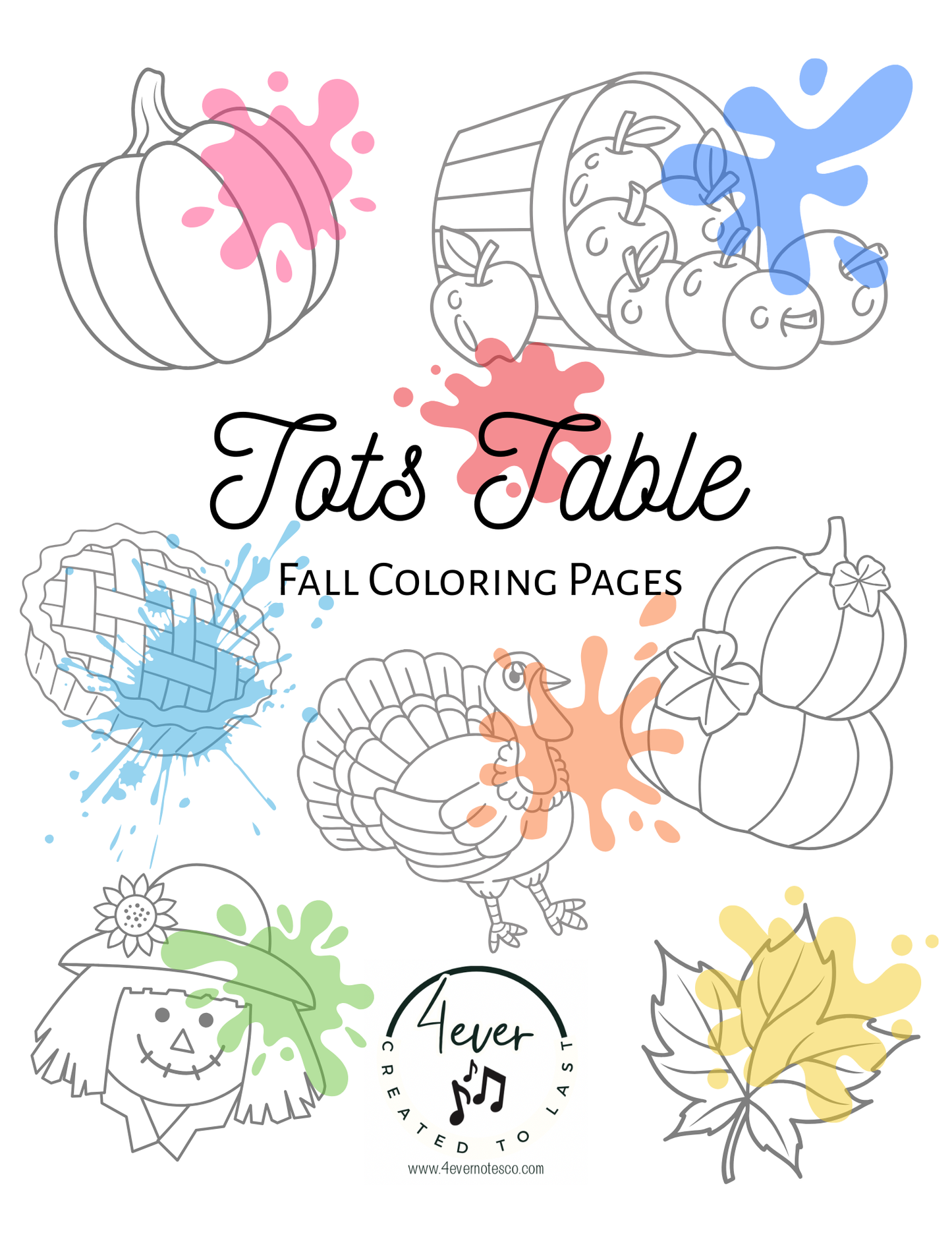 Tots Table Coloring Pages (color only)