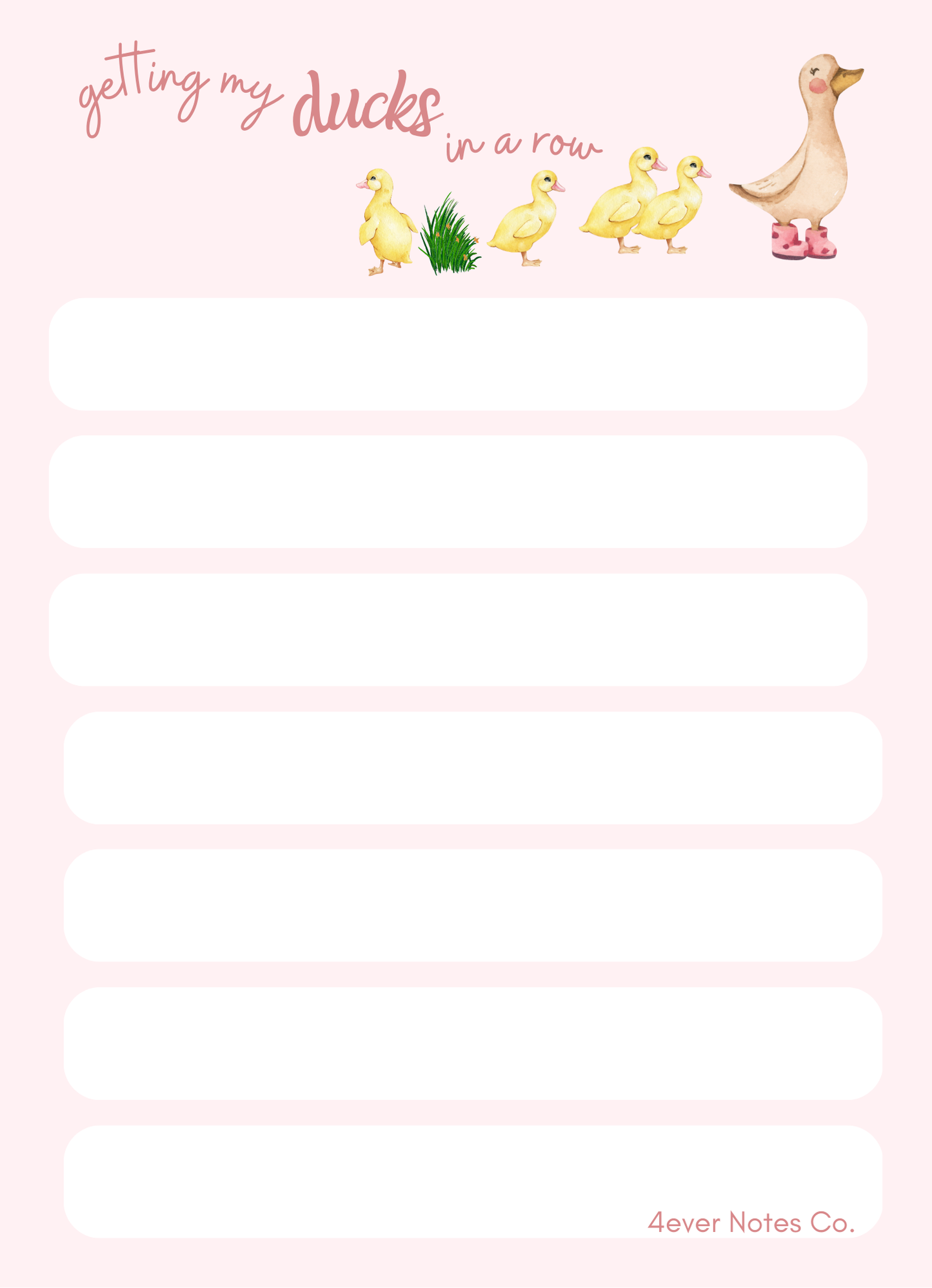 "Getting My Ducks in a Row" notepad